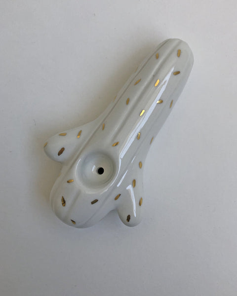 Farbod Ceramics Porcelain Cactus Pipe in White