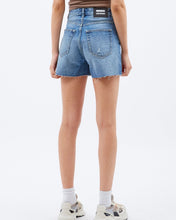 Load image into Gallery viewer, back view of the Dr. Denim Women&#39;s Nora Shorts in Drift Worn Blue on a model

