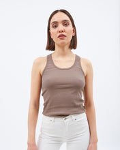 Load image into Gallery viewer, close up of the Dr. Denim Women&#39;s Demi Tank in Walnut worn by a model
