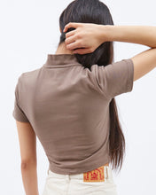 Load image into Gallery viewer, close up back view of the Dr. Denim Women&#39;s Nina Zip Tee in Walnut
