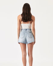 Load image into Gallery viewer, back view of a model standing straight in the Rolla&#39;s Women&#39;s Mirage Sailor Short in Light Blue
