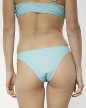 Load image into Gallery viewer, a close up of the back view of the Afends Adi Bikini Bottom in Blue Stripe on a model
