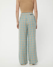 Load image into Gallery viewer, back view of the Afends Women&#39;s Millie Sienna Pant in Tan Check on a model
