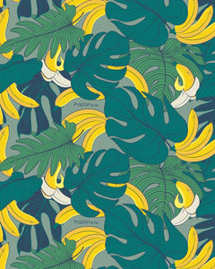 a close up of the Poplin & Co Banana Bunch print 