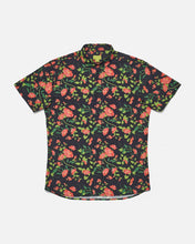 Load image into Gallery viewer, the Poplin &amp; Co Men&#39;s Short Sleeve Printed Shirt in Retro Floral laying flat on a white background
