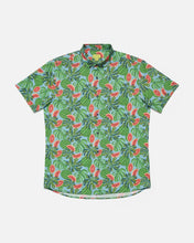 Load image into Gallery viewer, the Poplin &amp; Co Men&#39;s Short Sleeve Printed Shirt in Watermelon laying flat on a white background
