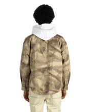 Load image into Gallery viewer, the back view of the Taikan Shirt Jacket in Abstract Camo on a model
