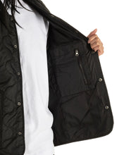 Load image into Gallery viewer, close up of the interior pocket on the Taikan Quilted Vest in Black
