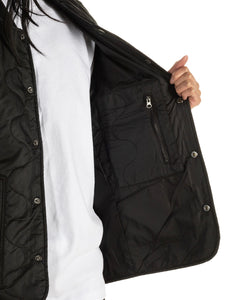 close up of the interior pocket on the Taikan Quilted Vest in Black