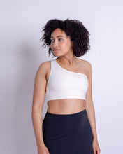 Load image into Gallery viewer, Girlfriend Collective Bianca One Shoulder Bra in Ivory
