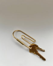Load image into Gallery viewer, Belt Loop Key Chain in Brass with two keys against a neutral background
