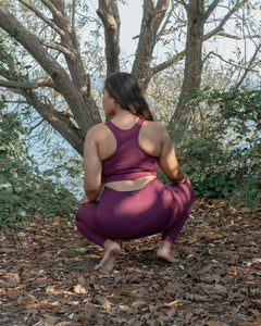 Girlfriend Collective High-Rise Crop Pocket Legging in Plum