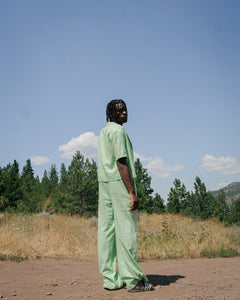NA-KD Linen Suit Pants in Light Green