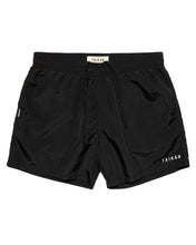 Load image into Gallery viewer, the Taikan Nylon Shorts in Black laying flat on a white backgroun

