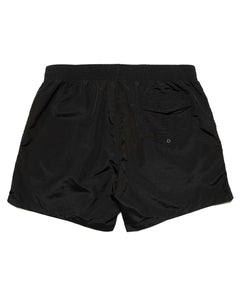 the back of the Taikan Nylon Shorts in Black laying flat on a white background