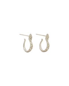 side view of the Hunt of Hounds Serpent Hoop Earrings in Silver on a white background